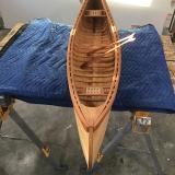 1/4 wooden plank canoe, view above