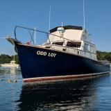 ODD LOT, custom flying bridge power cruiser, Philip C. Bolger design #21.