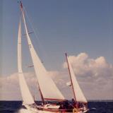 RUNE underway from the port quarter.