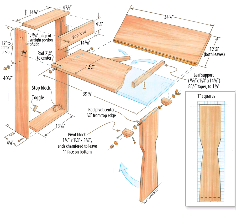 Folding table drawings