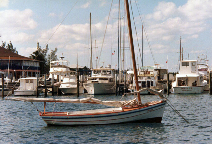 A traditional Bahamian fishing sloop.