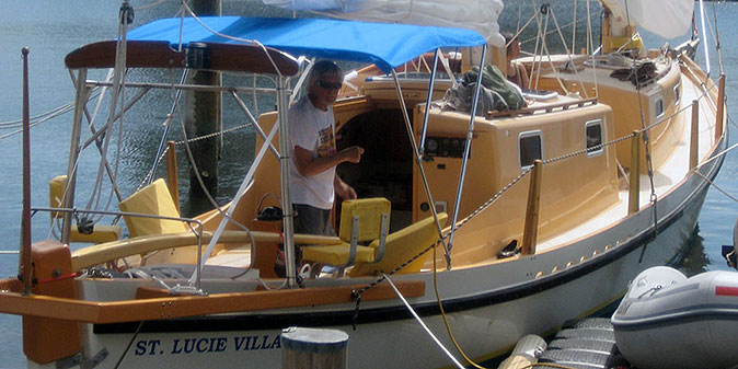 The aft terminal of starboard lifeline prior to trimming the end.