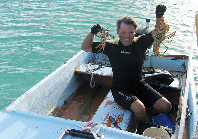 Pat with lobster.