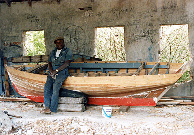 Reverend Granville Hart with fishing sloop