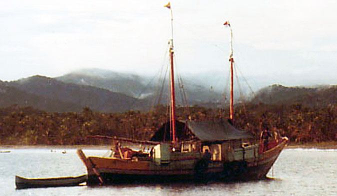 Columbian copra schooner.