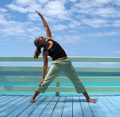 Carolyn practicing yoga.